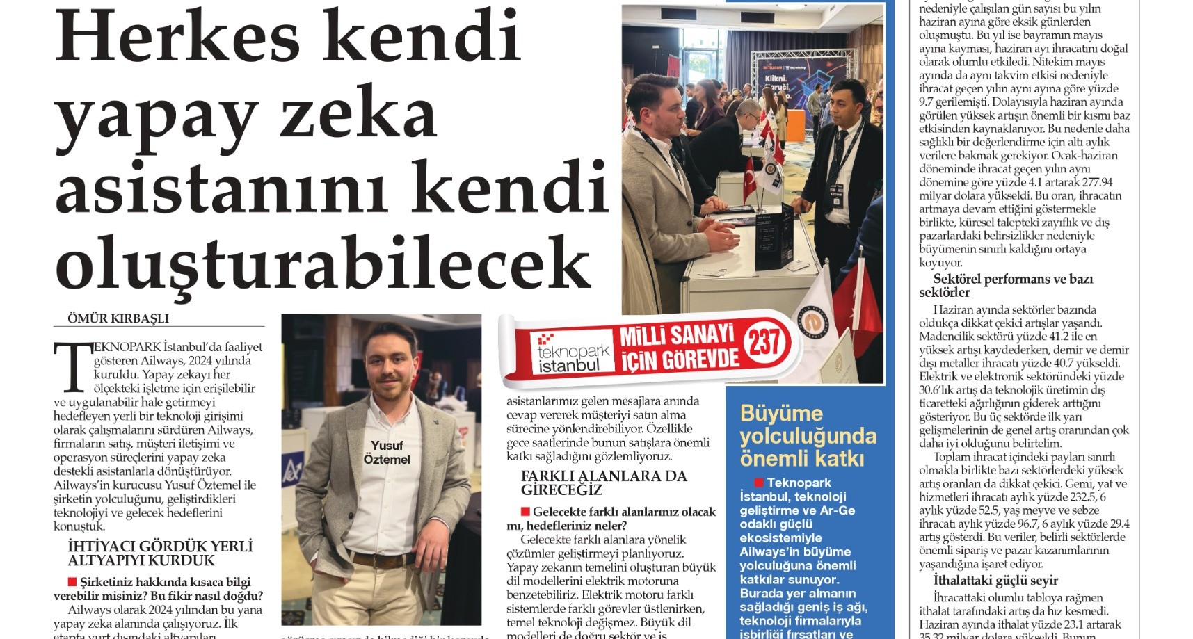 İstanbul Ticaret Gazetesi'nde Ailways haberi
